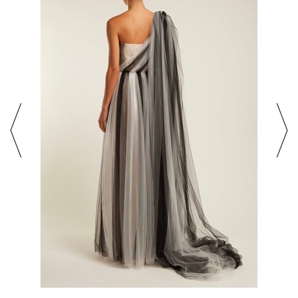 Carolina Herrera One Shoulder Tulle Gown Size 8 - Picture 2 of 2